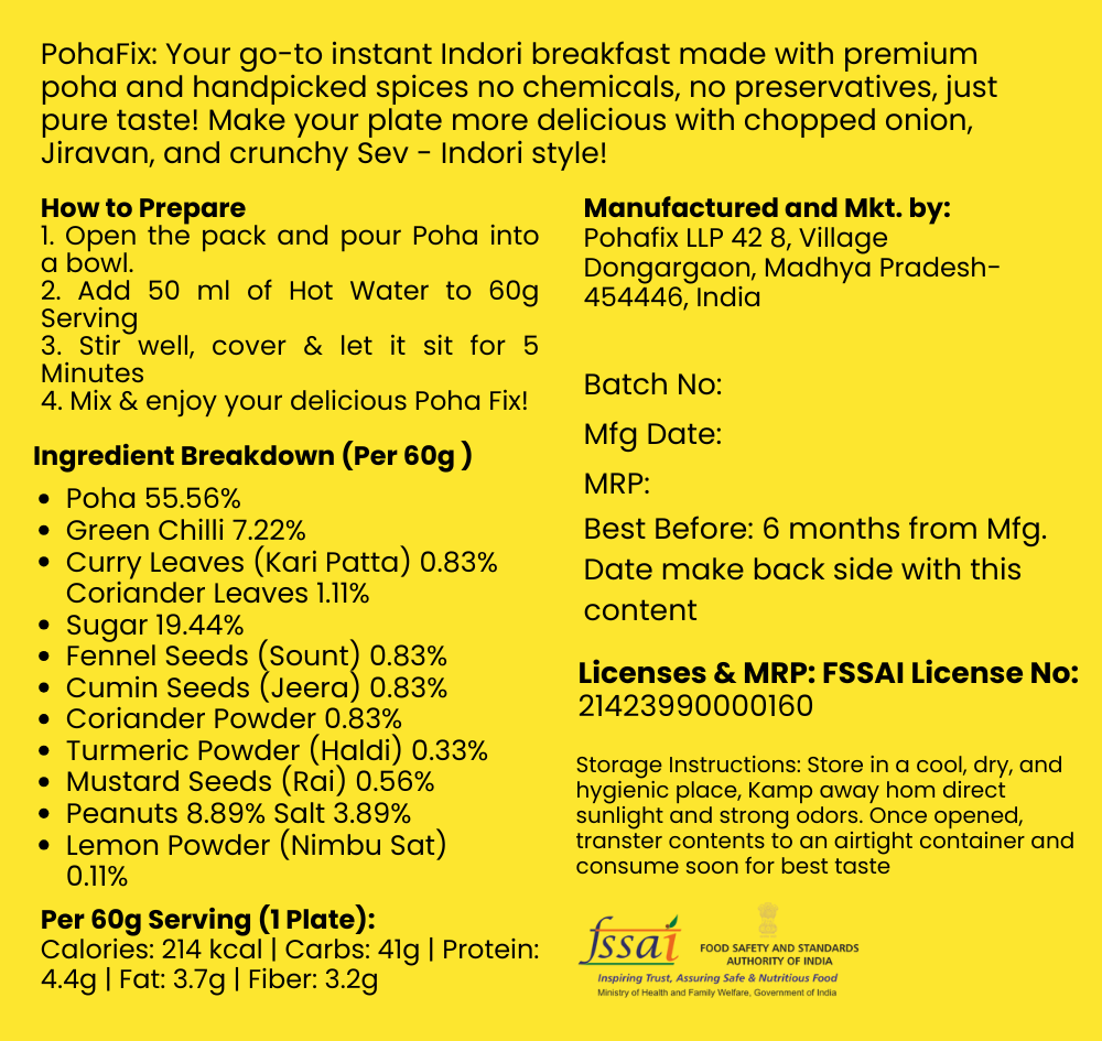 PohaFix – Instant Indori Poha